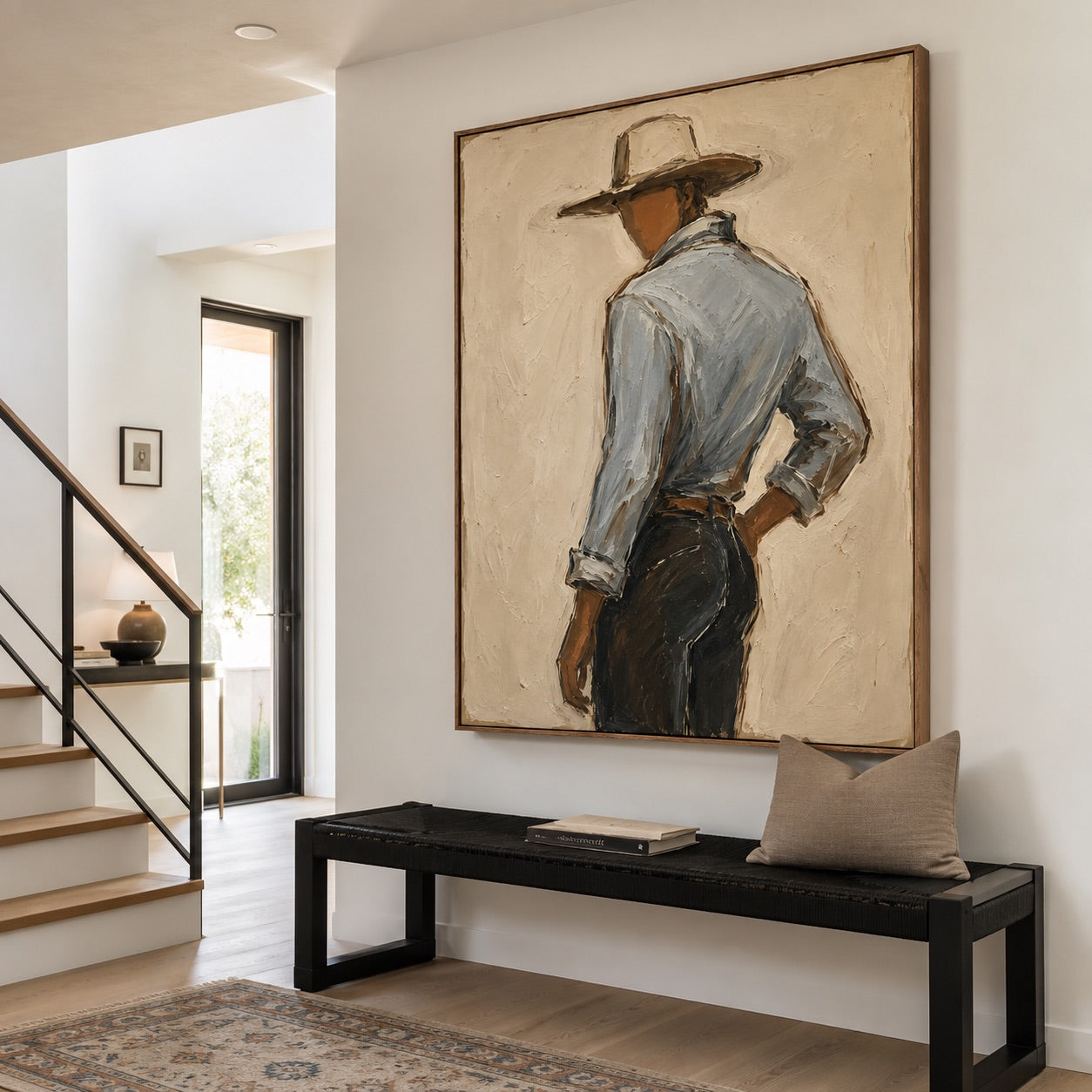 Quiet Turn-Cowboy Back View Oil Painting