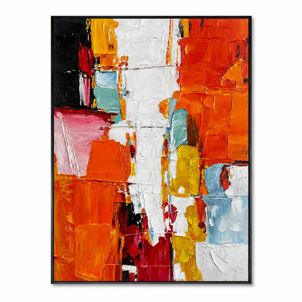Vibrant Color Blocks-Abstract Textured Oil Painting