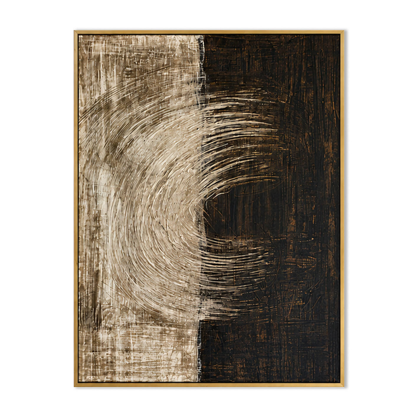 Split Current-Black Beige Abstract Painting