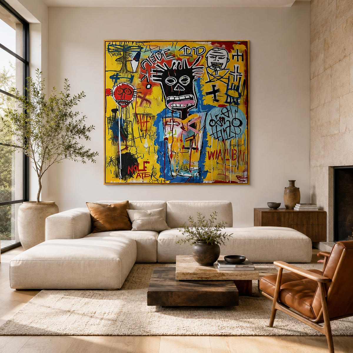 Urban Pulse-Yellow Graffiti Portrait Painting