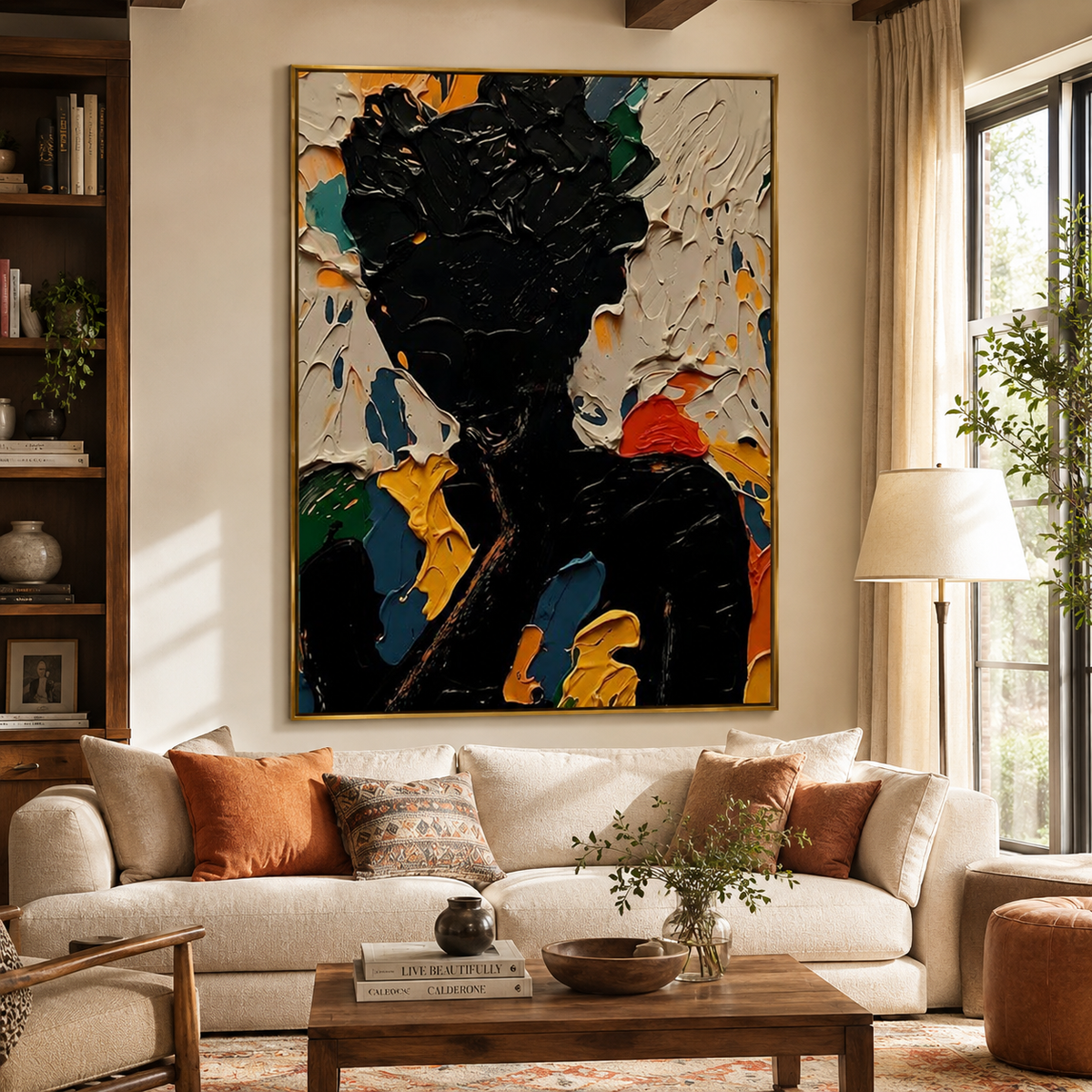 Obsidian Bloom-Black Floral Abstract Painting