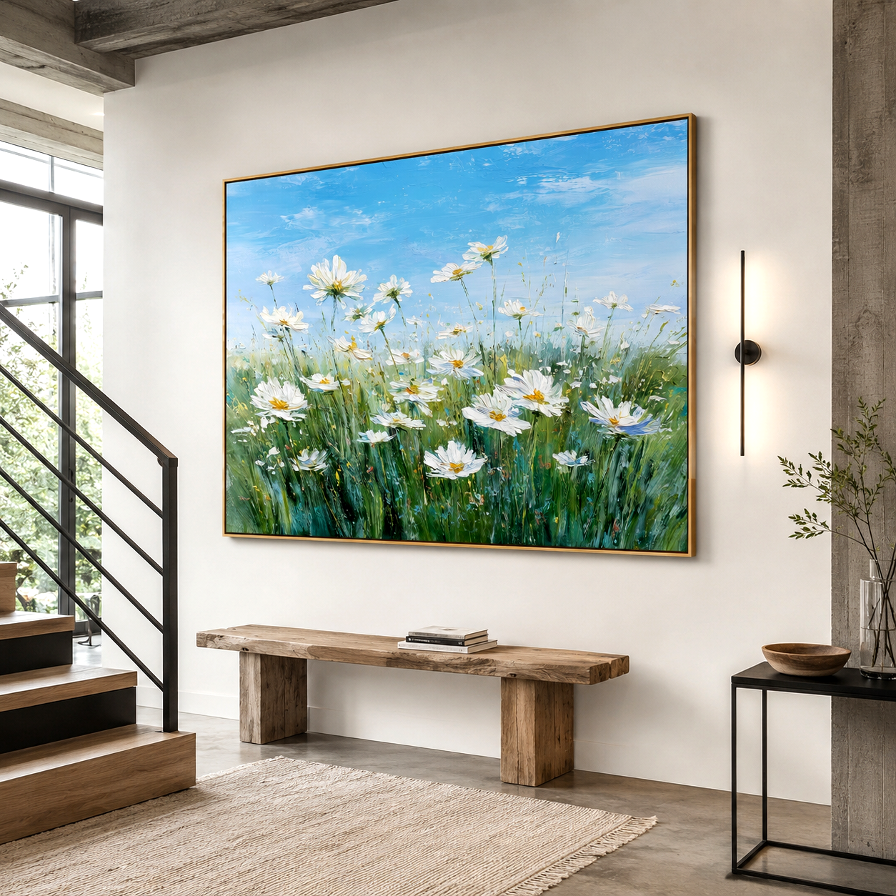 Sky Meadow-White Daisy Oil Painting