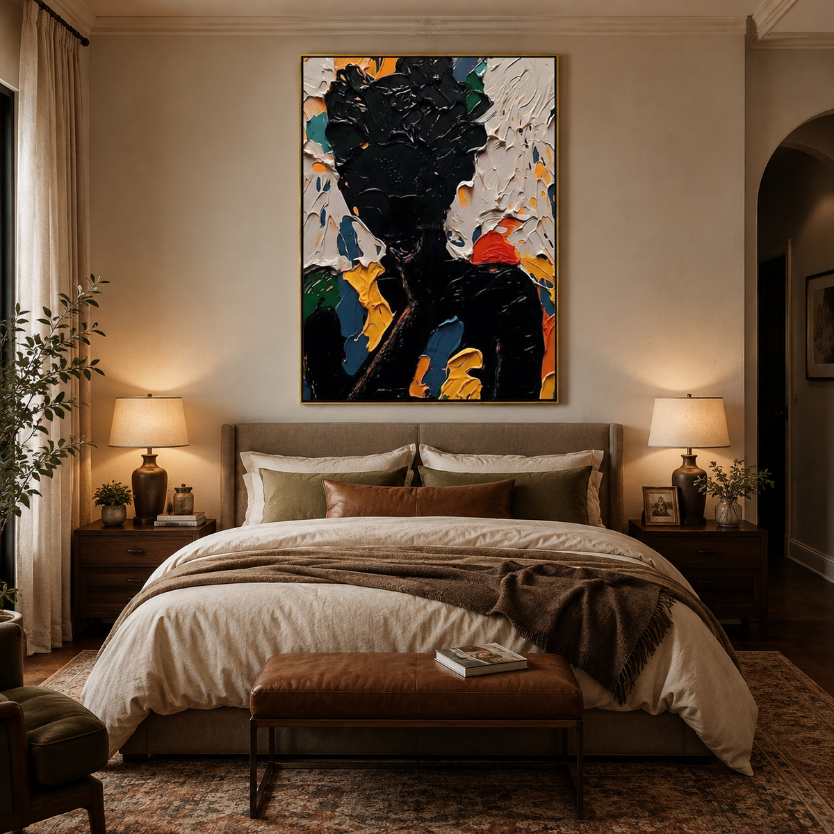 Obsidian Bloom-Black Floral Abstract Painting