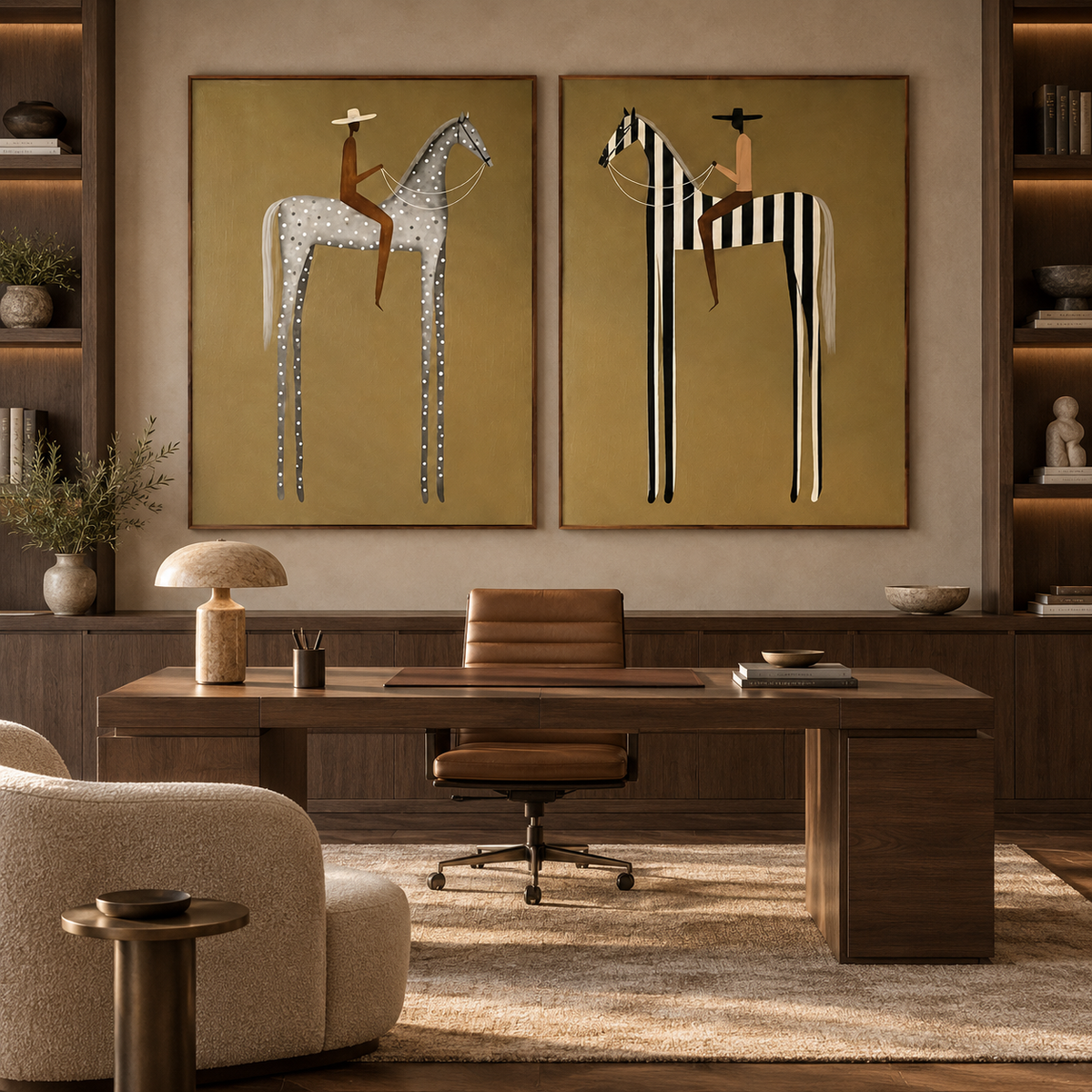 Desert Companions-Modern Horse Equestrian Painting