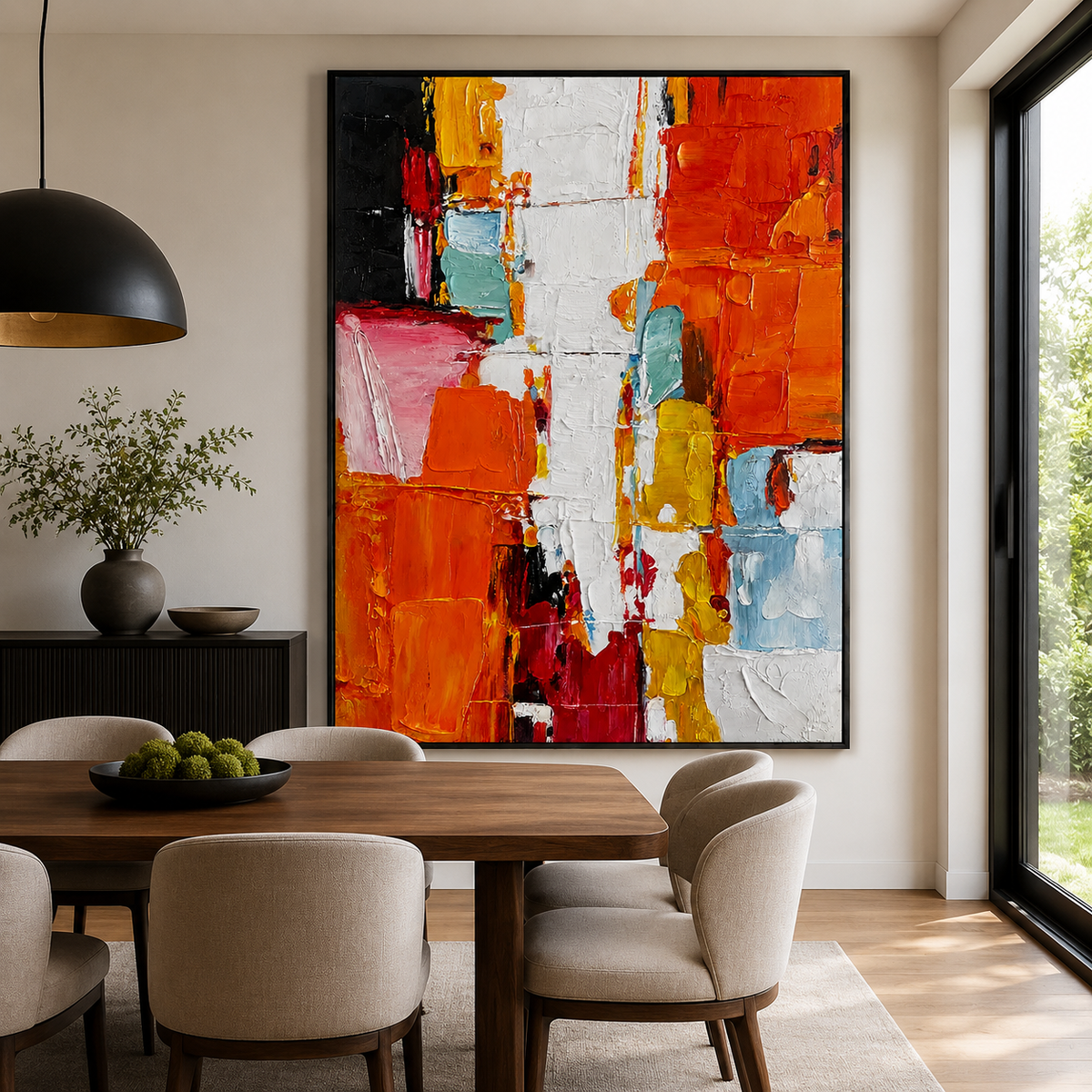 Vibrant Color Blocks-Abstract Textured Oil Painting