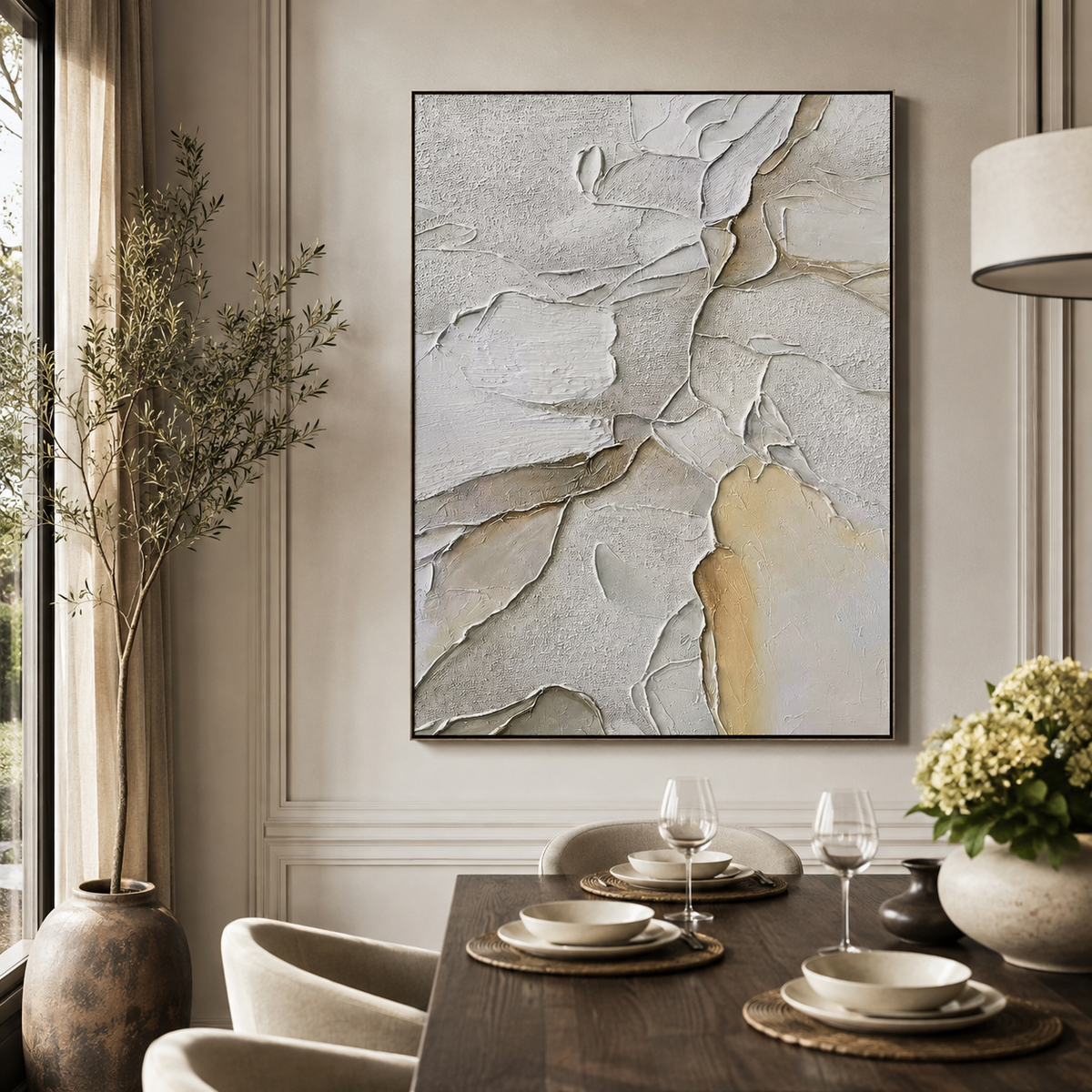Ivory Layers-Textured Abstract Painting