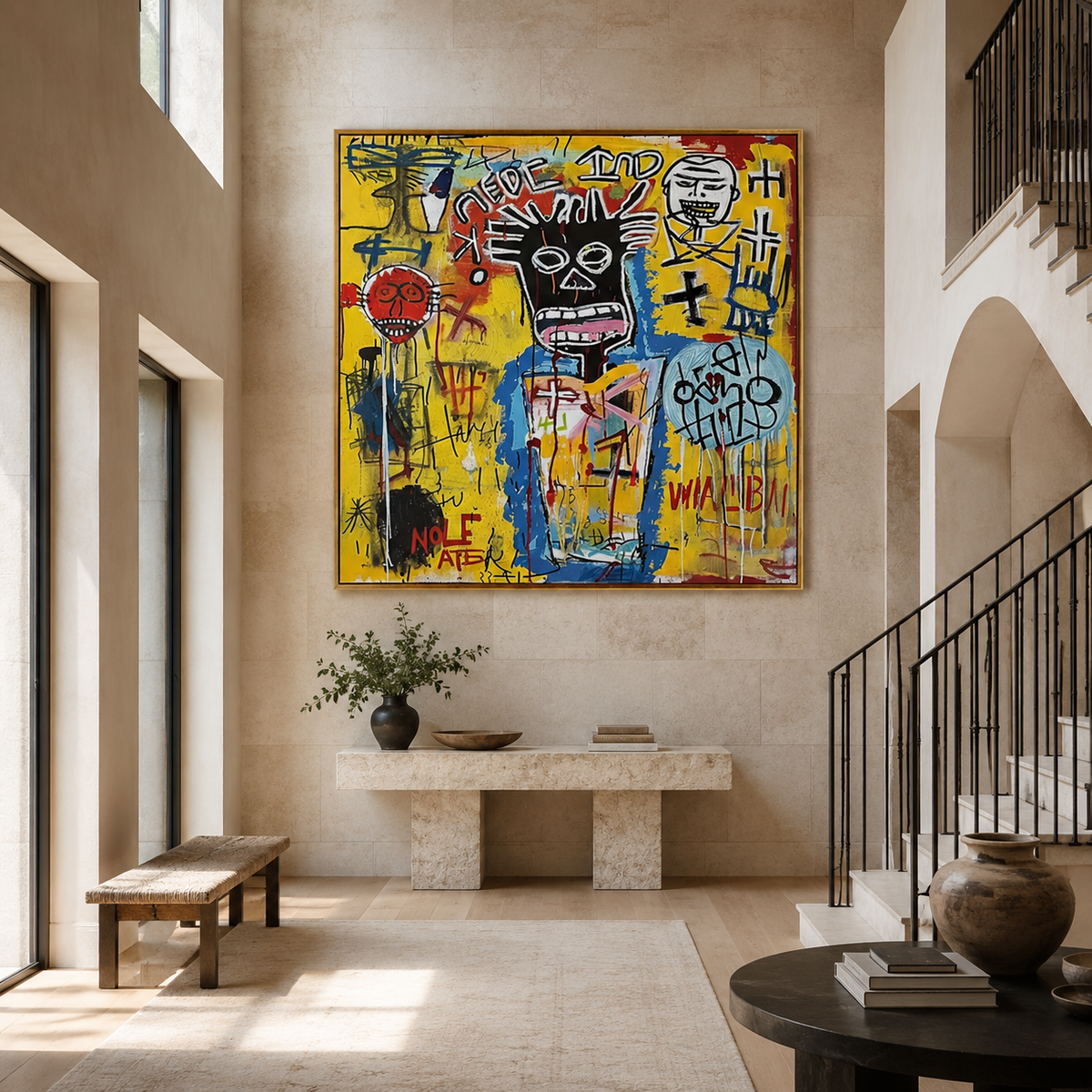 Urban Pulse-Yellow Graffiti Portrait Painting