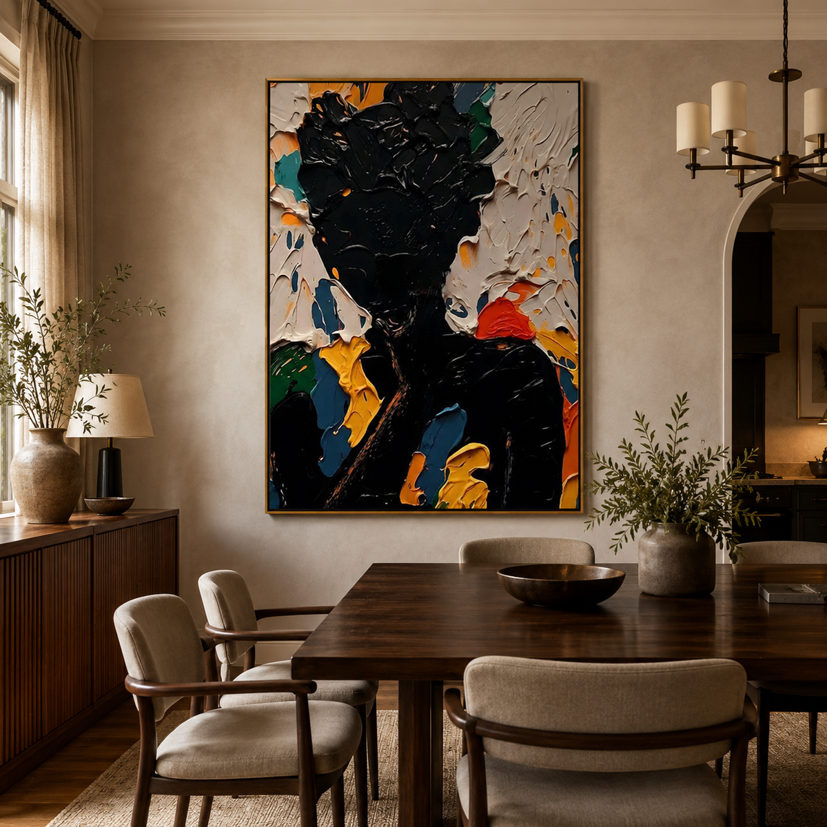 Obsidian Bloom-Black Floral Abstract Painting