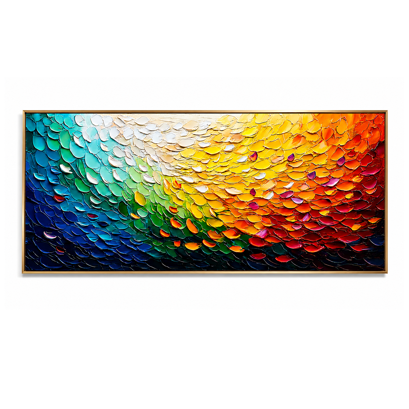 Spectrum Cascade-Rainbow Impasto Abstract Painting