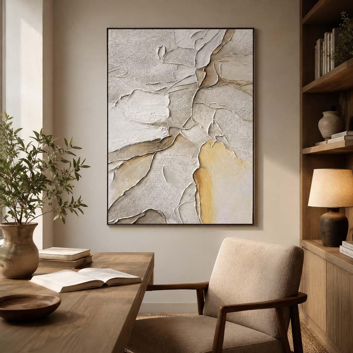 Ivory Layers-Textured Abstract Painting