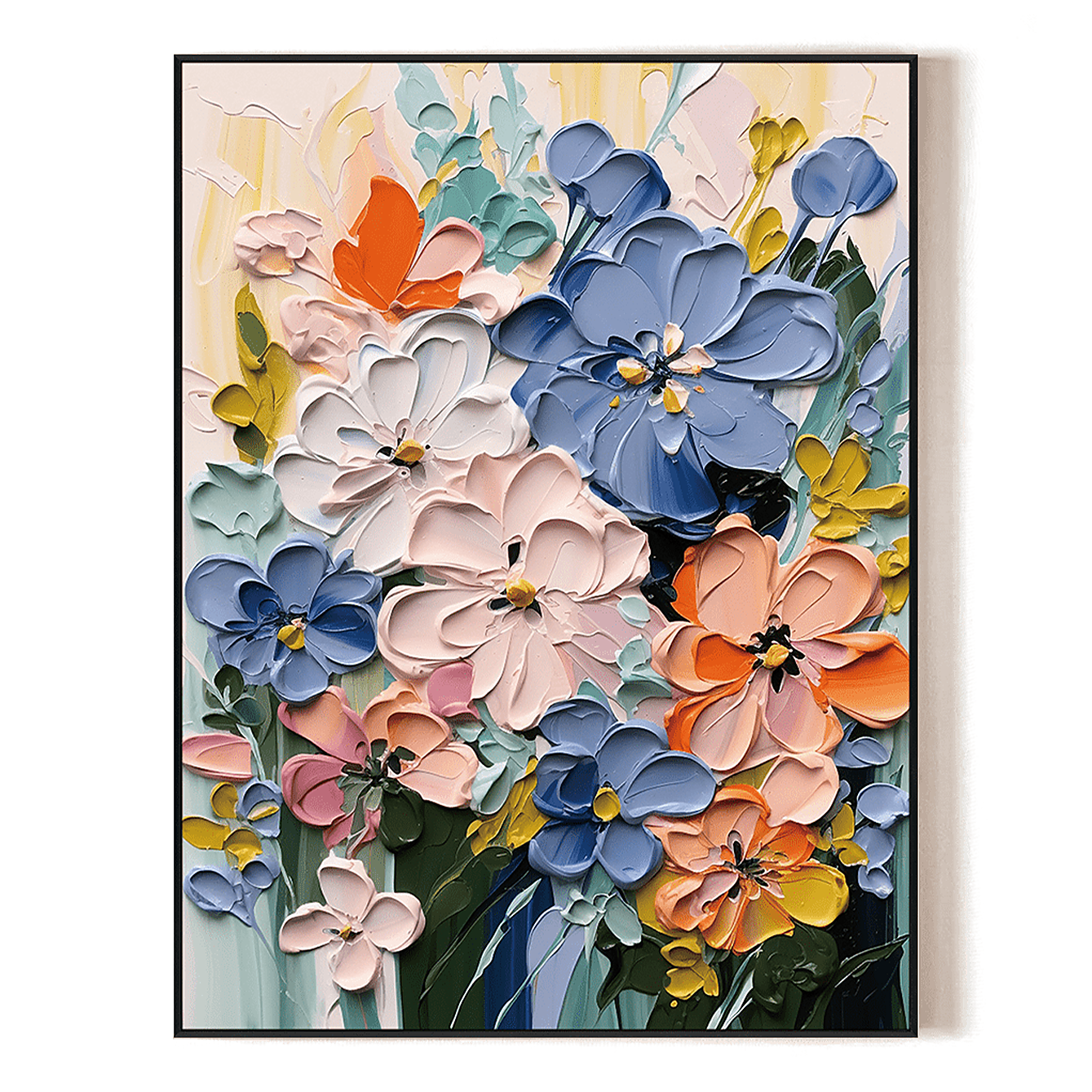 Petal Mosaic-Colorful Floral Impasto Painting