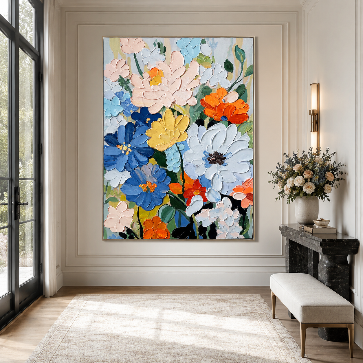 Spring Chorus-Pastel Floral Impasto Painting