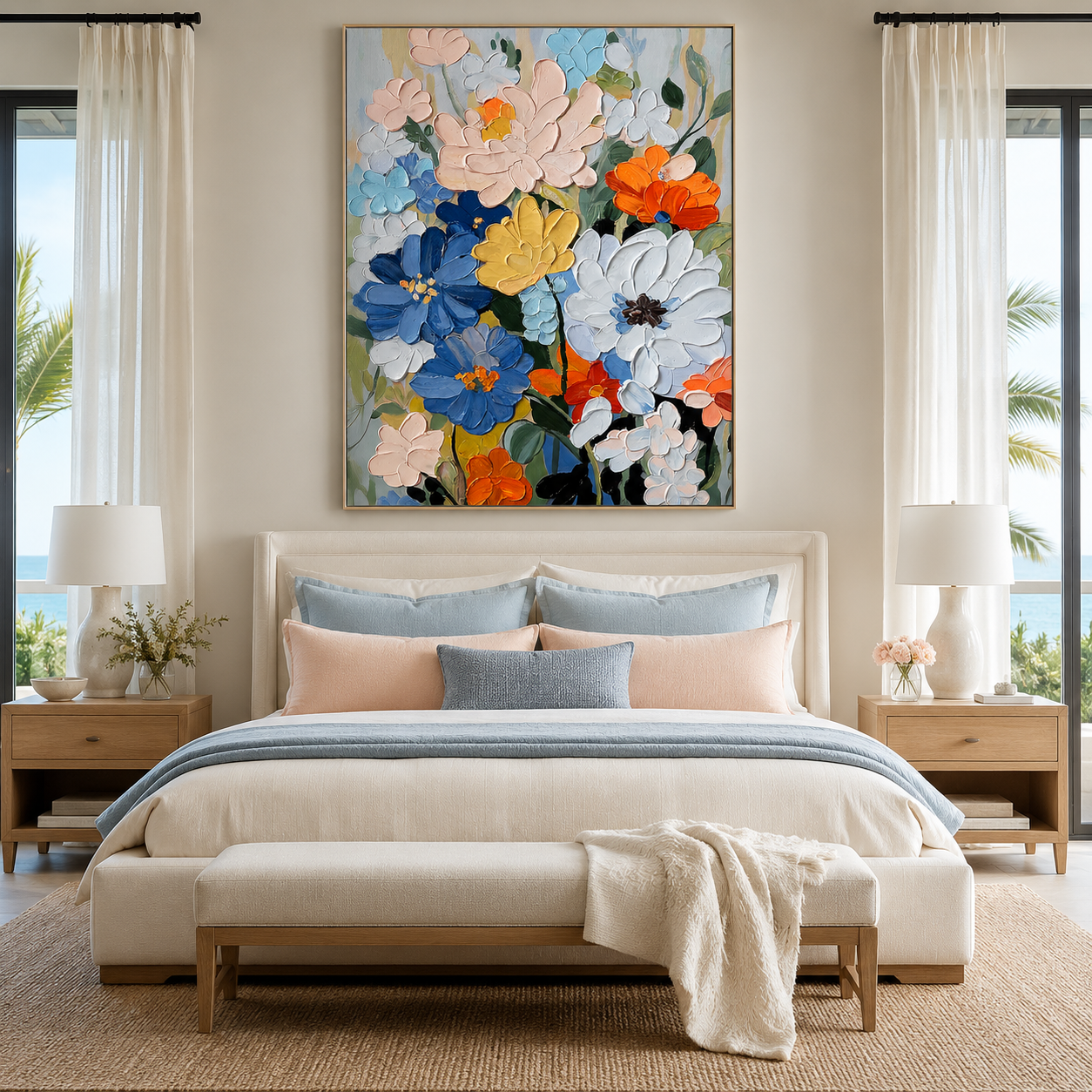 Spring Chorus-Pastel Floral Impasto Painting