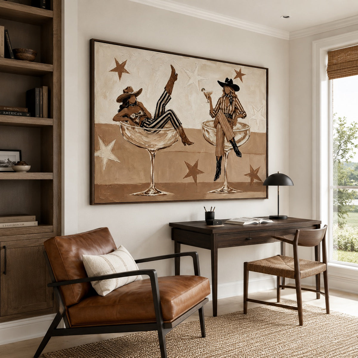 Last Call-Western Cowgirl Oil Painting