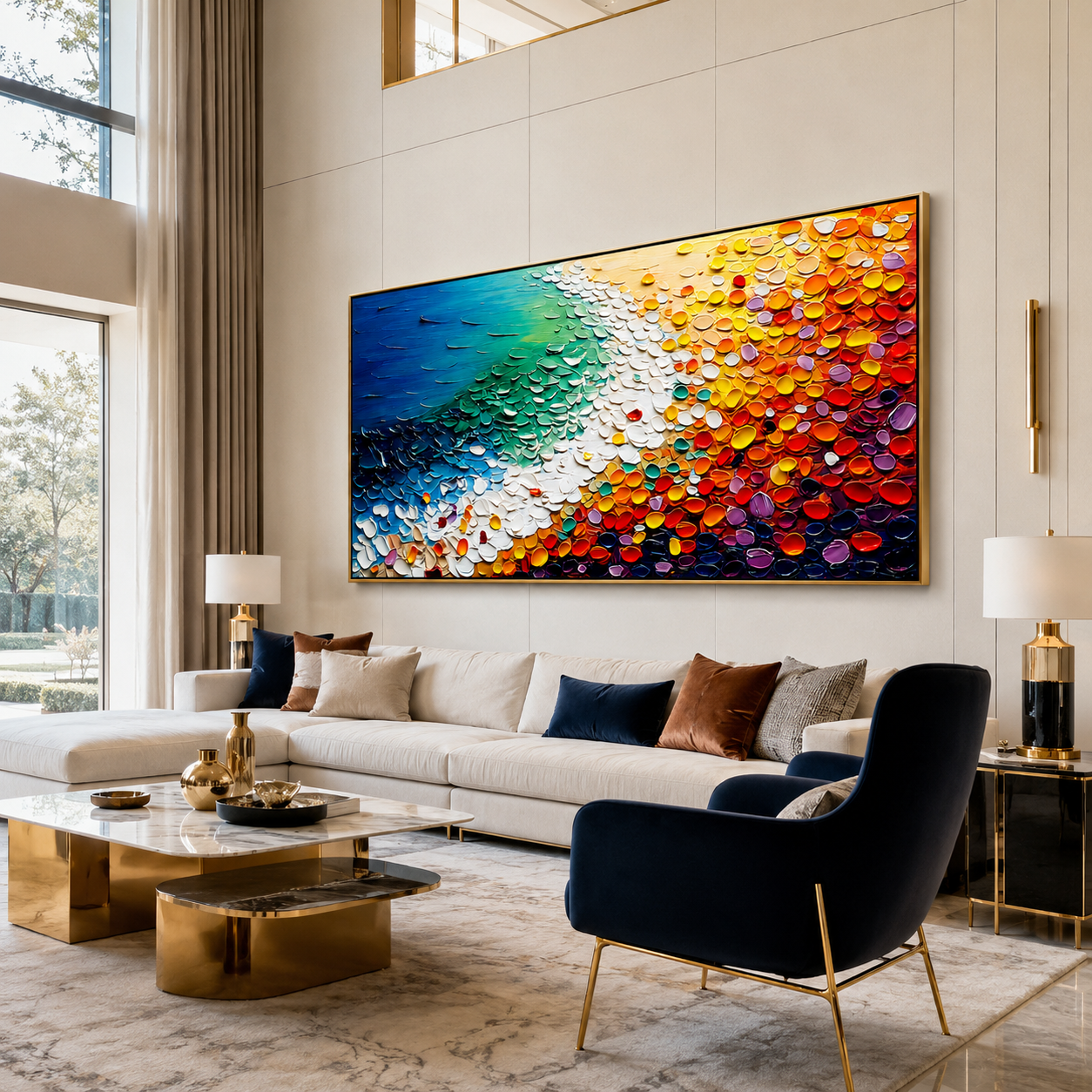 Prism Shore-Colorful Coastal Impasto Painting