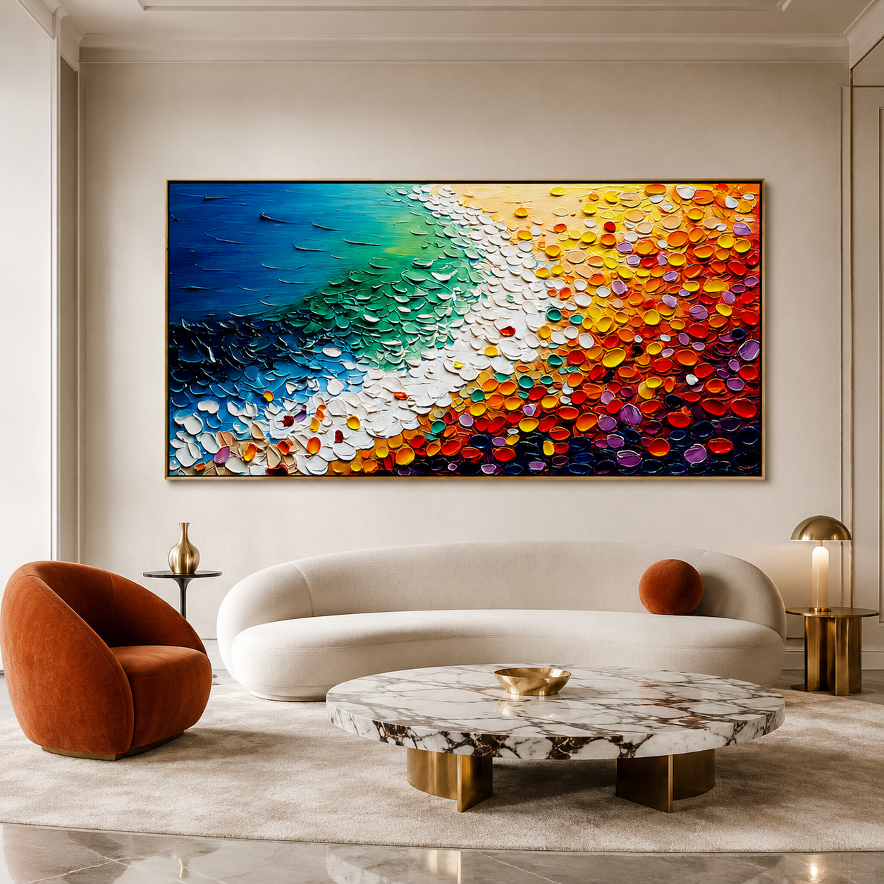 Prism Shore-Colorful Coastal Impasto Painting