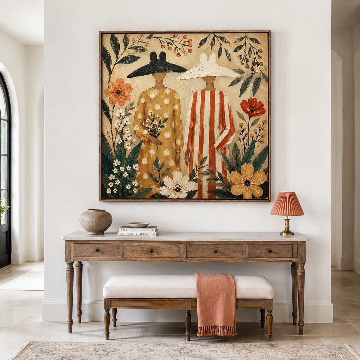 Garden Duo-Boho Figure Oil Painting