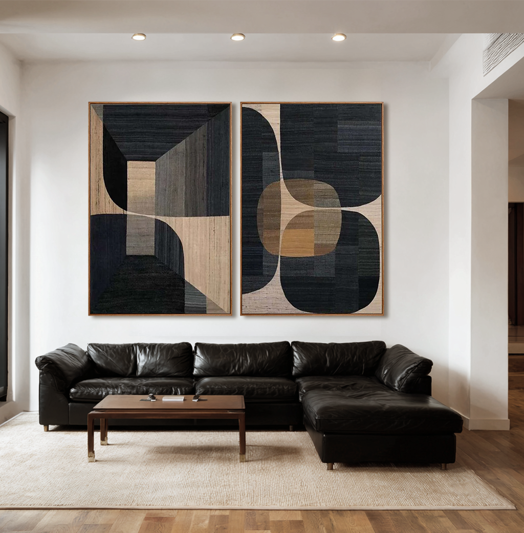 Shadow Geometry-Two Piece Abstract Painting