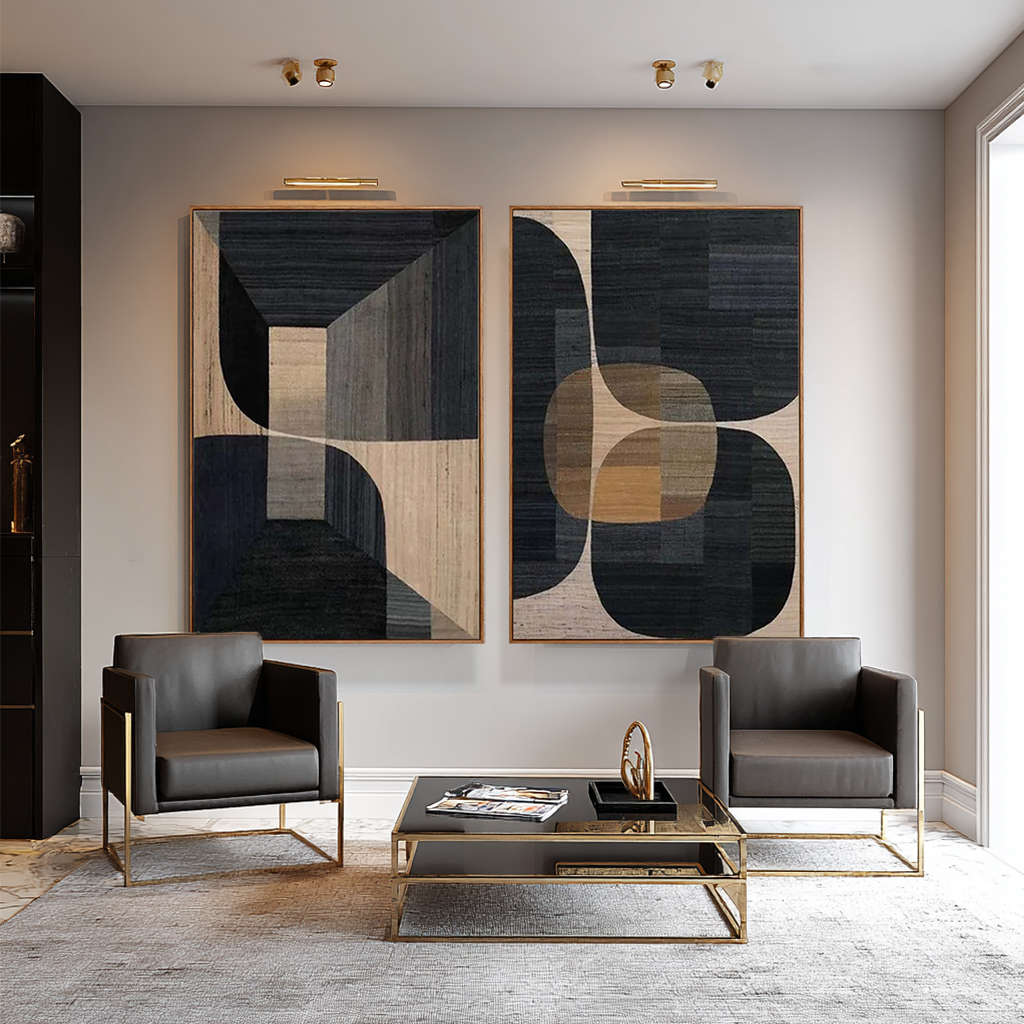 Shadow Geometry-Two Piece Abstract Painting