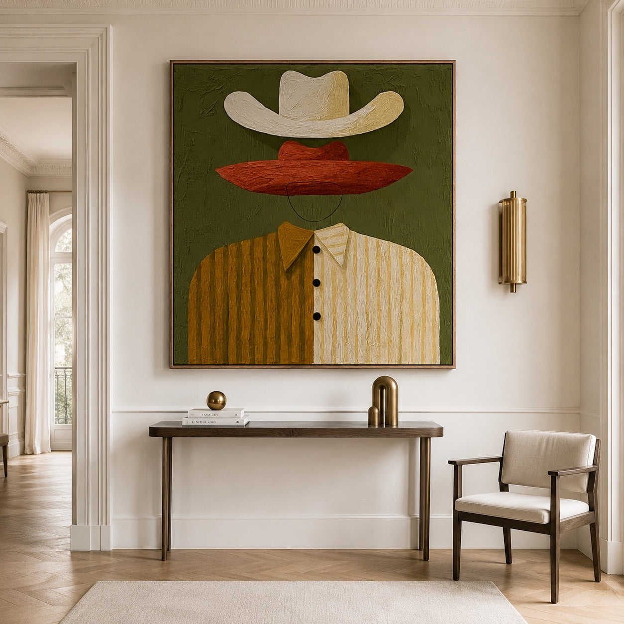 Double Brim-Western Figure Oil Painting