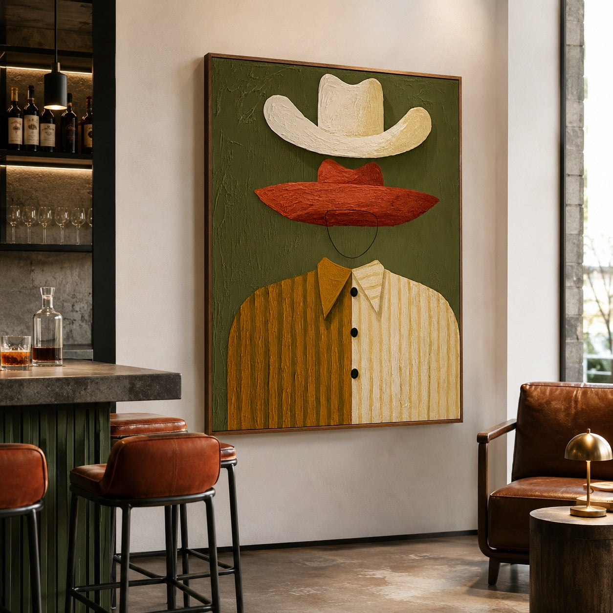 Double Brim-Western Figure Oil Painting