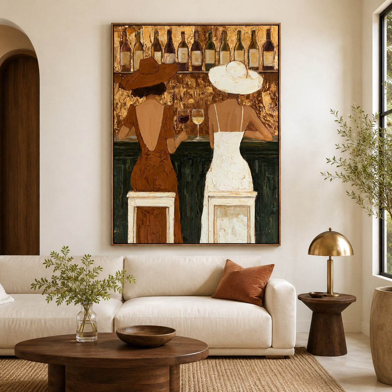 Hat & Vine-Western Wine Bar Oil Painting