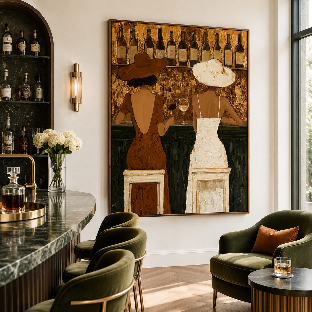 Hat & Vine-Western Wine Bar Oil Painting