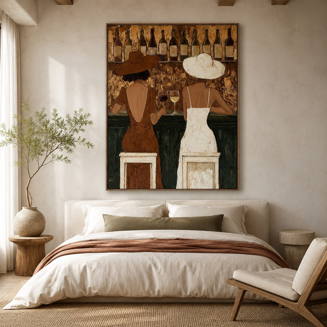 Hat & Vine-Western Wine Bar Oil Painting