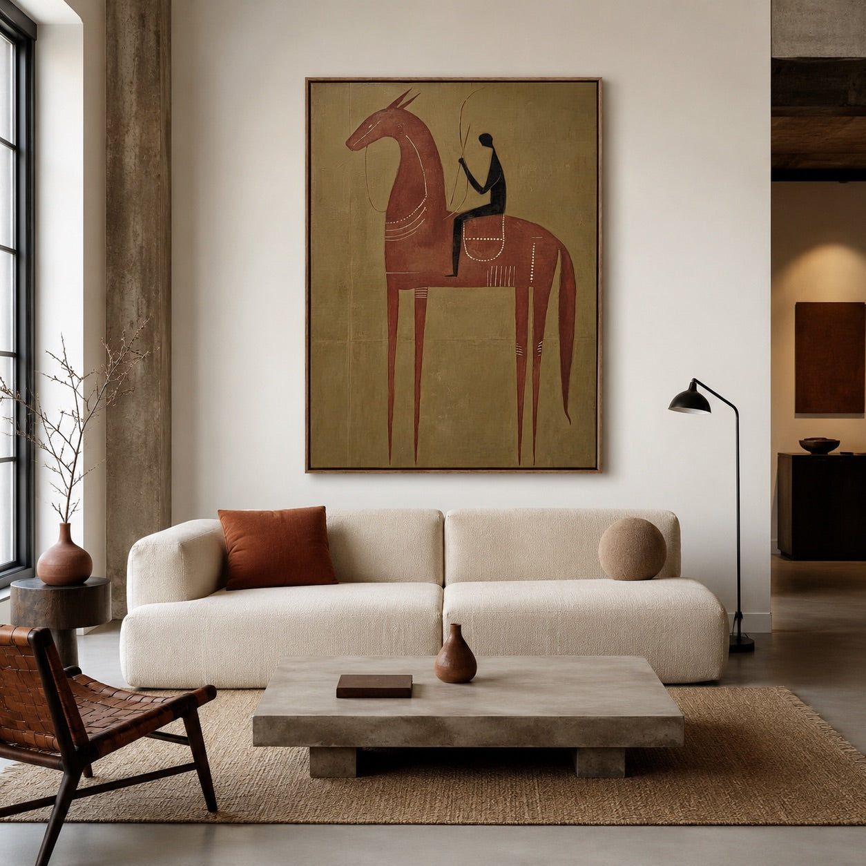 Silent Reins-Abstract Horse Rider Oil Painting