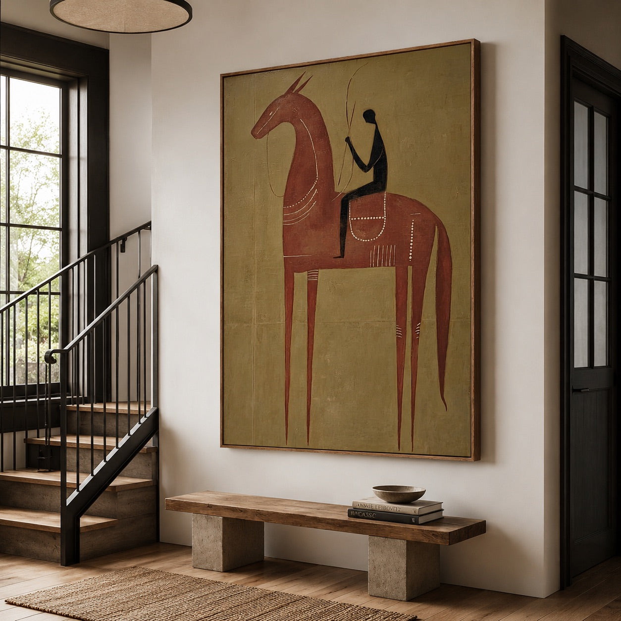 Silent Reins-Abstract Horse Rider Oil Painting