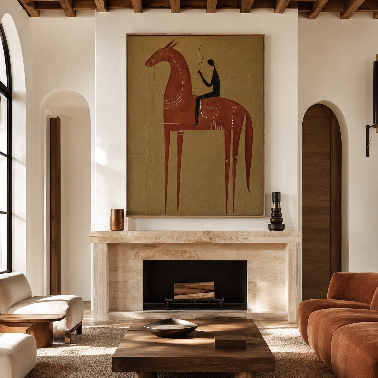 Silent Reins-Abstract Horse Rider Oil Painting