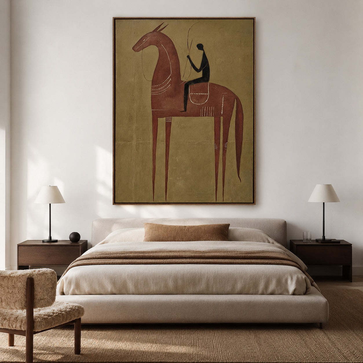 Silent Reins-Abstract Horse Rider Oil Painting