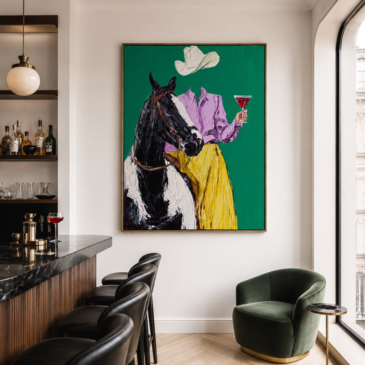 Emerald Toast-Cowgirl Horse Oil Painting