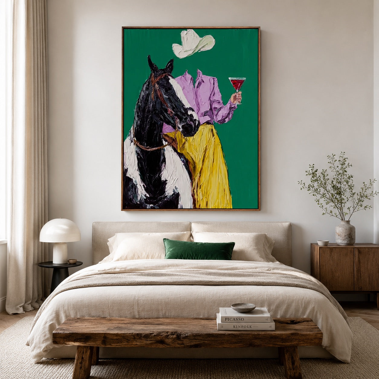 Emerald Toast-Cowgirl Horse Oil Painting