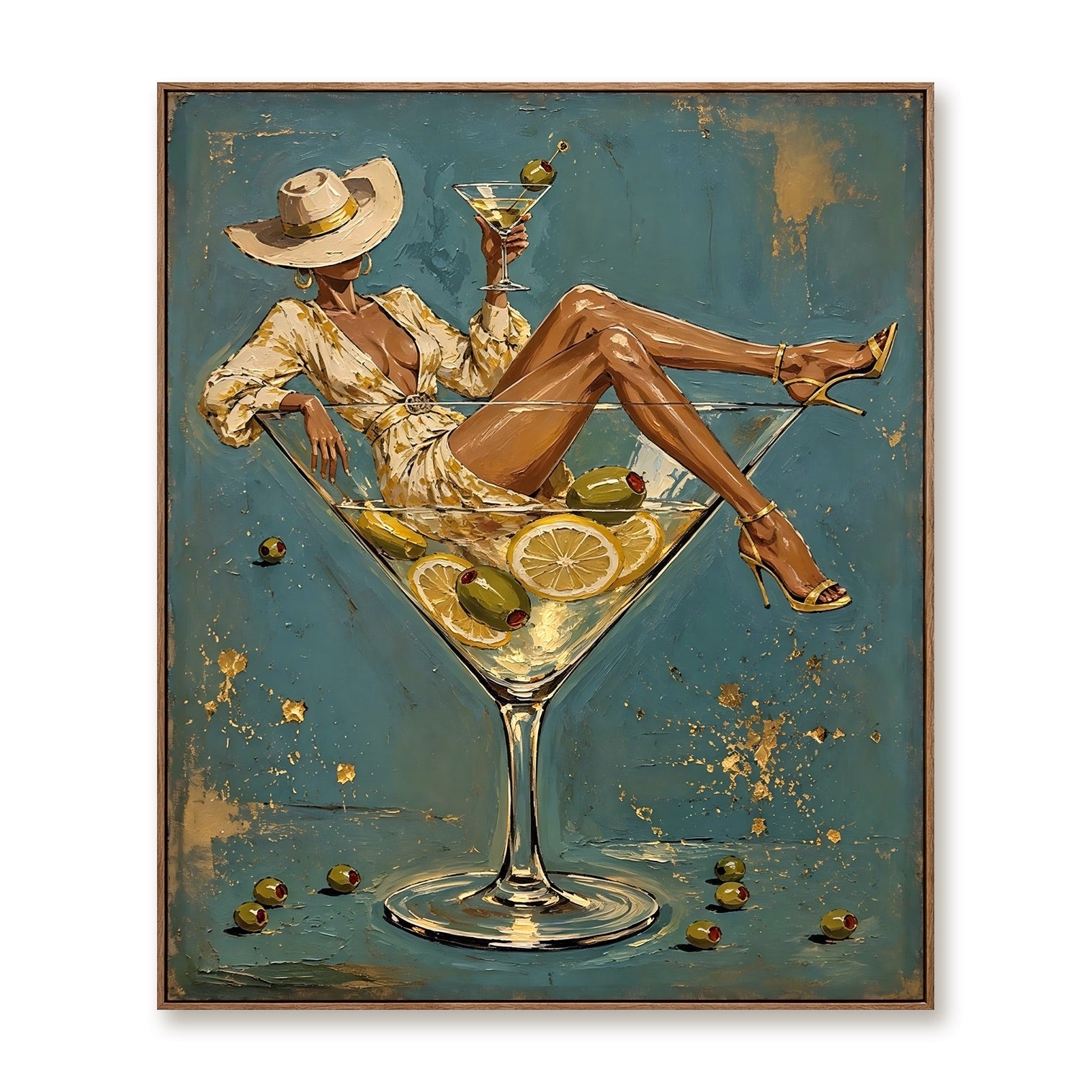 Martini Muse-Cowgirl Cocktail Oil Painting