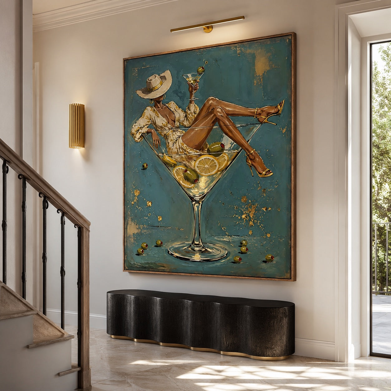 Martini Muse-Cowgirl Cocktail Oil Painting