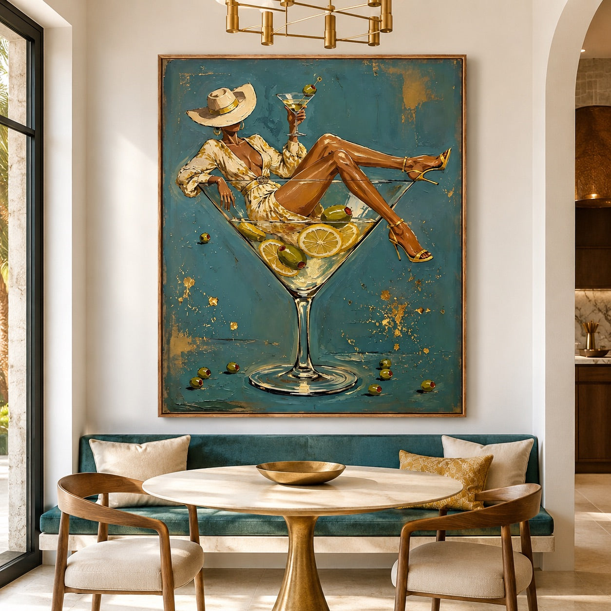 Martini Muse-Cowgirl Cocktail Oil Painting