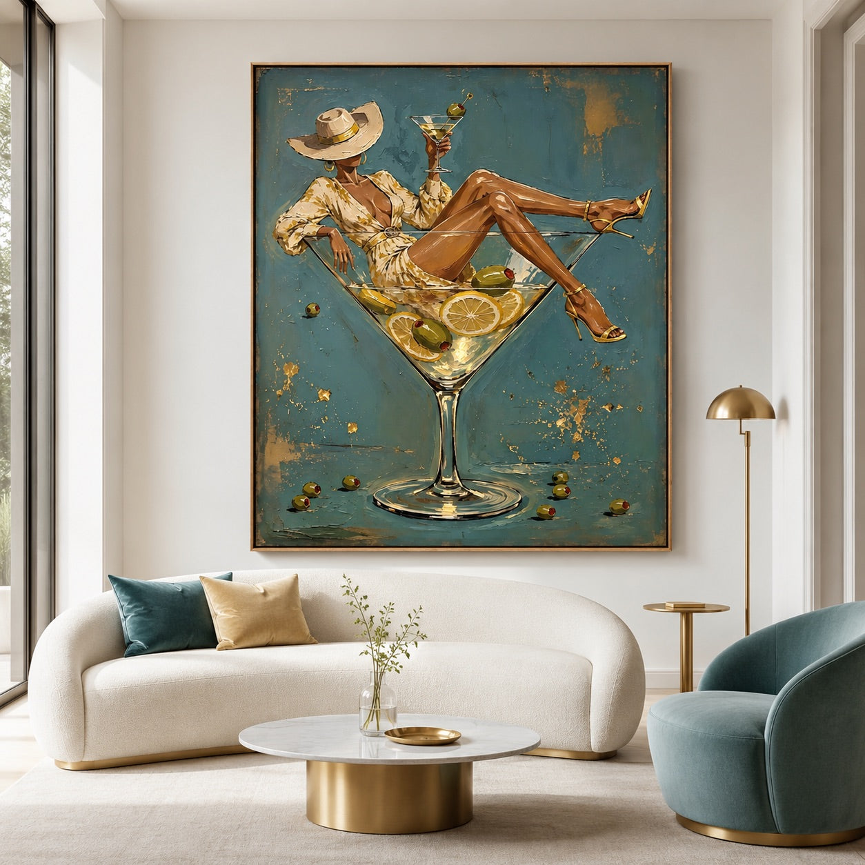 Martini Muse-Cowgirl Cocktail Oil Painting