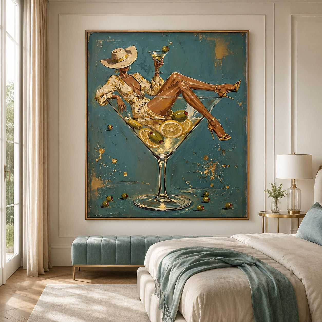 Martini Muse-Cowgirl Cocktail Oil Painting