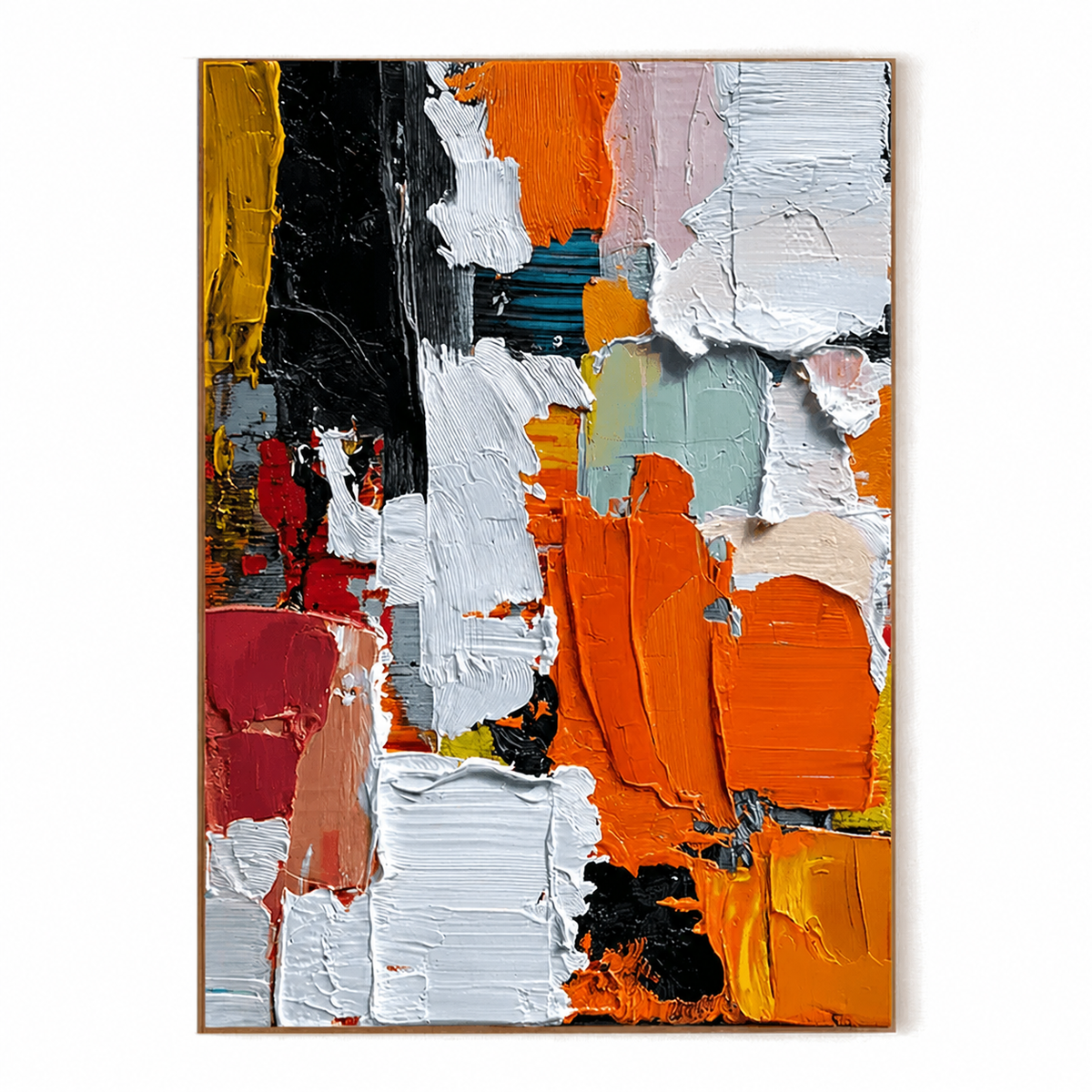 Autumn Ember Blocks-Textured Abstract Oil Painting