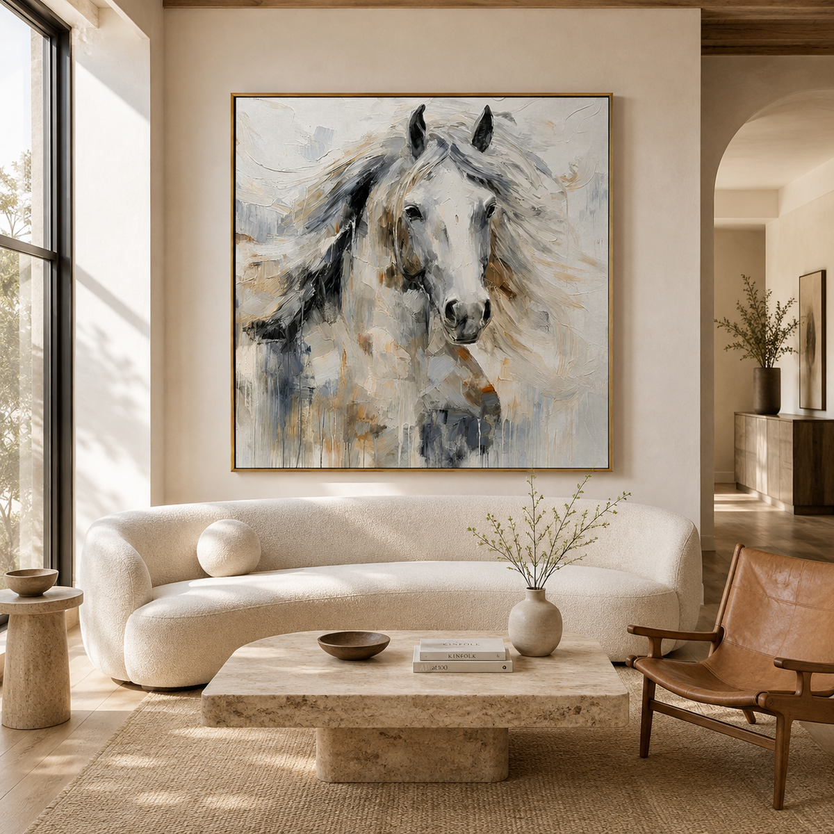 Silver Mane-White Horse Portrait Painting