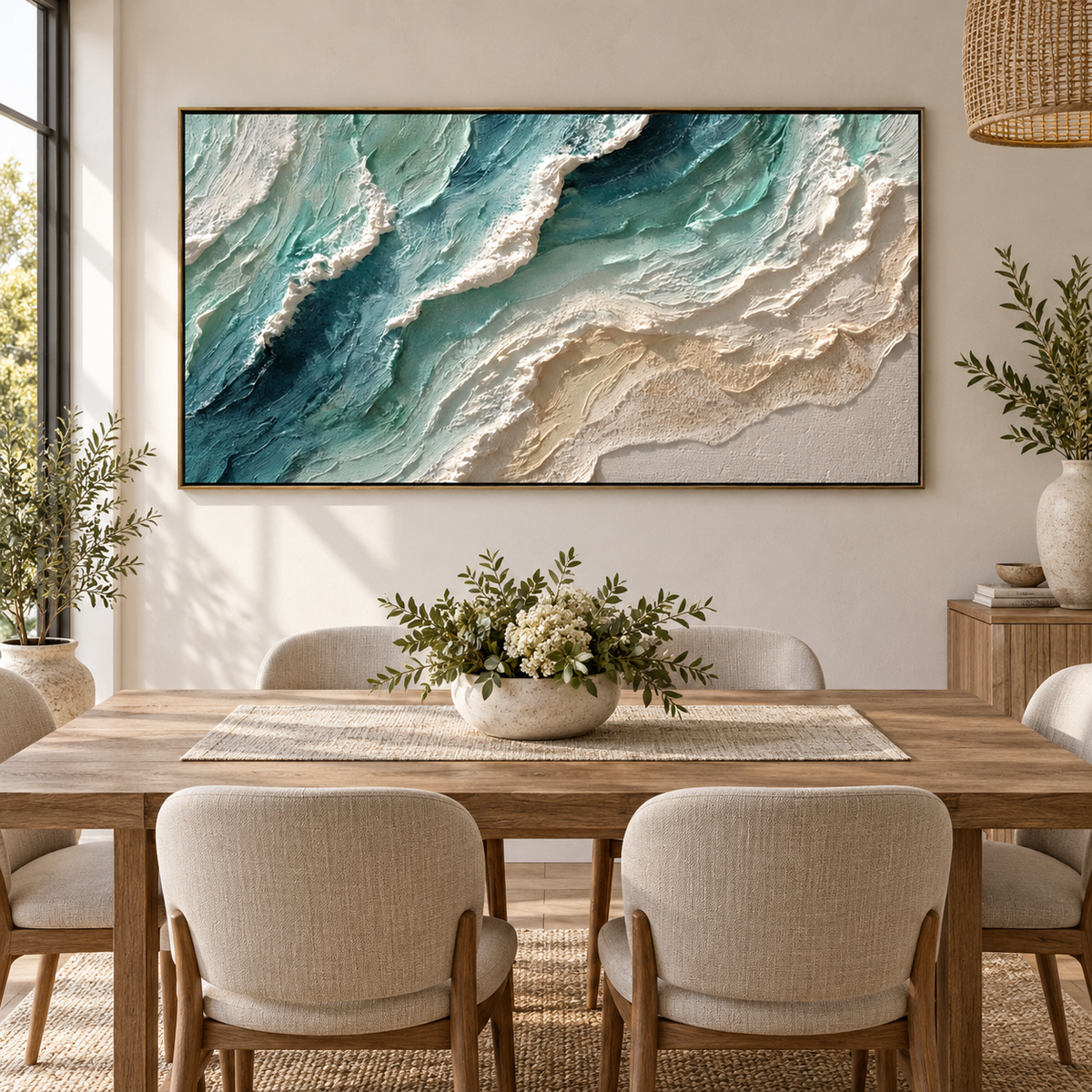 Sea Glass Drift-Aqua Shoreline Painting
