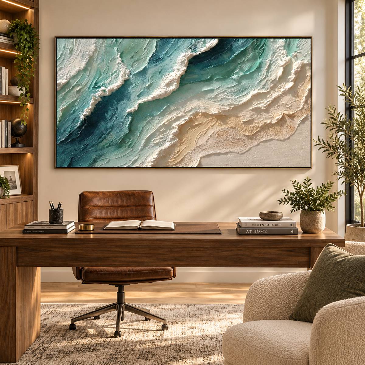 Sea Glass Drift-Aqua Shoreline Painting