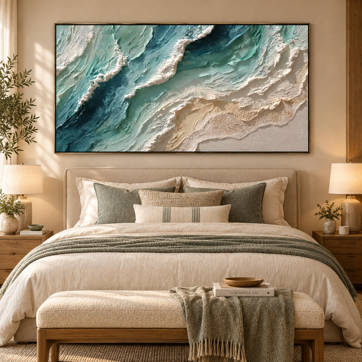 Sea Glass Drift-Aqua Shoreline Painting