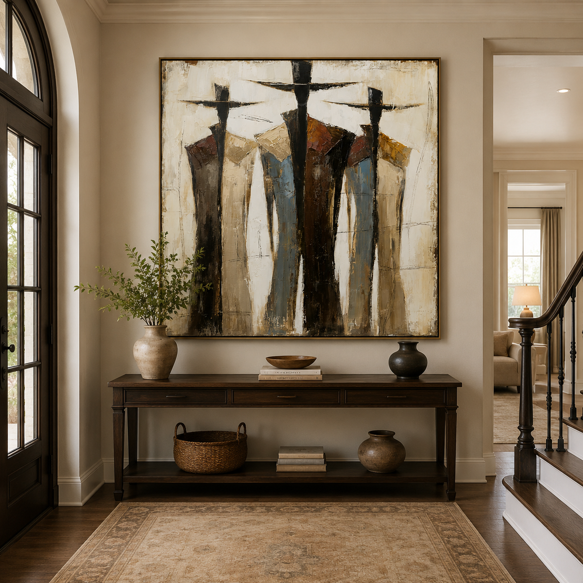 Quiet Procession-Neutral Figurative Painting