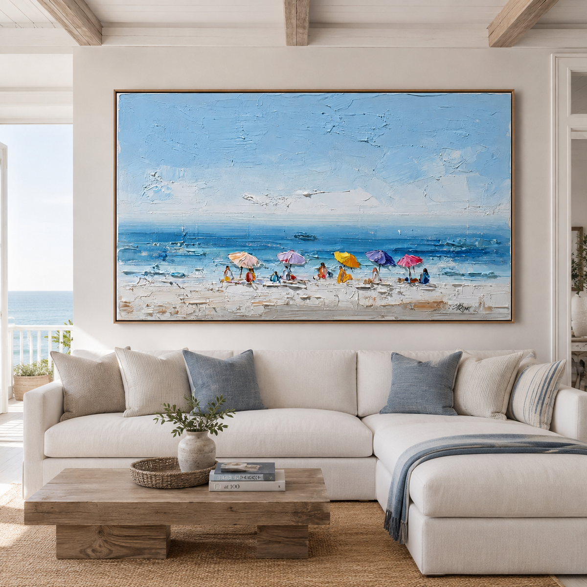 Summer Shore-Colorful Beach Umbrella Painting
