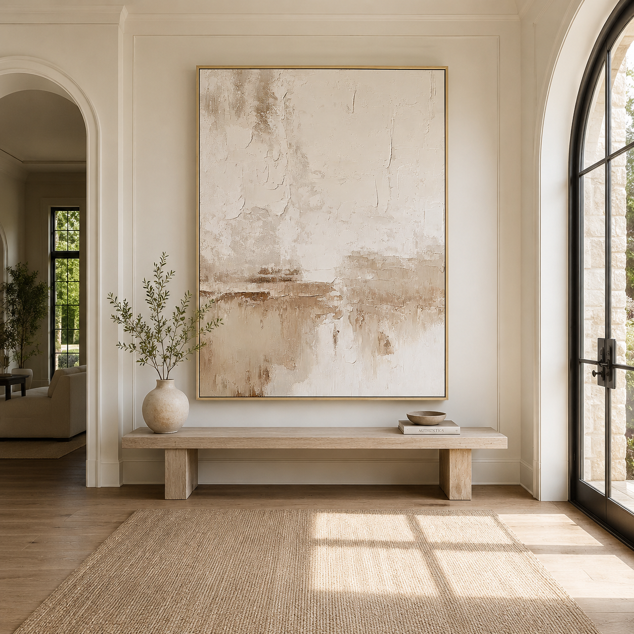 Quiet Strata-Cream Beige Abstract Painting