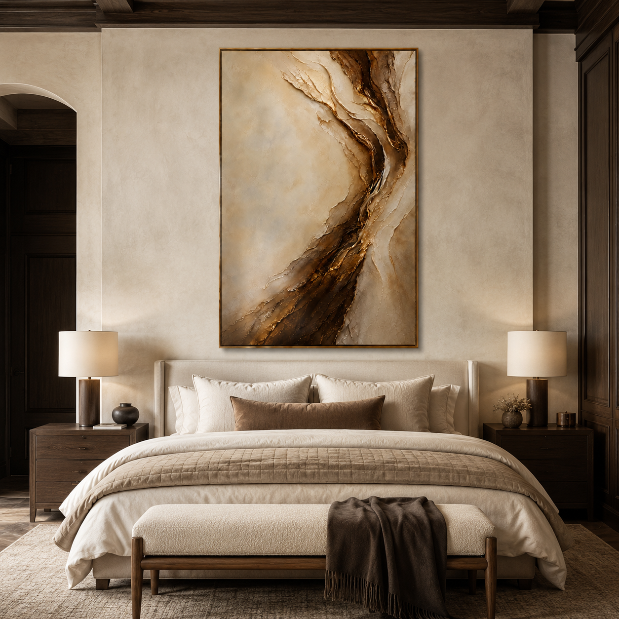 Golden Flow-Abstract Texture Oil Painting