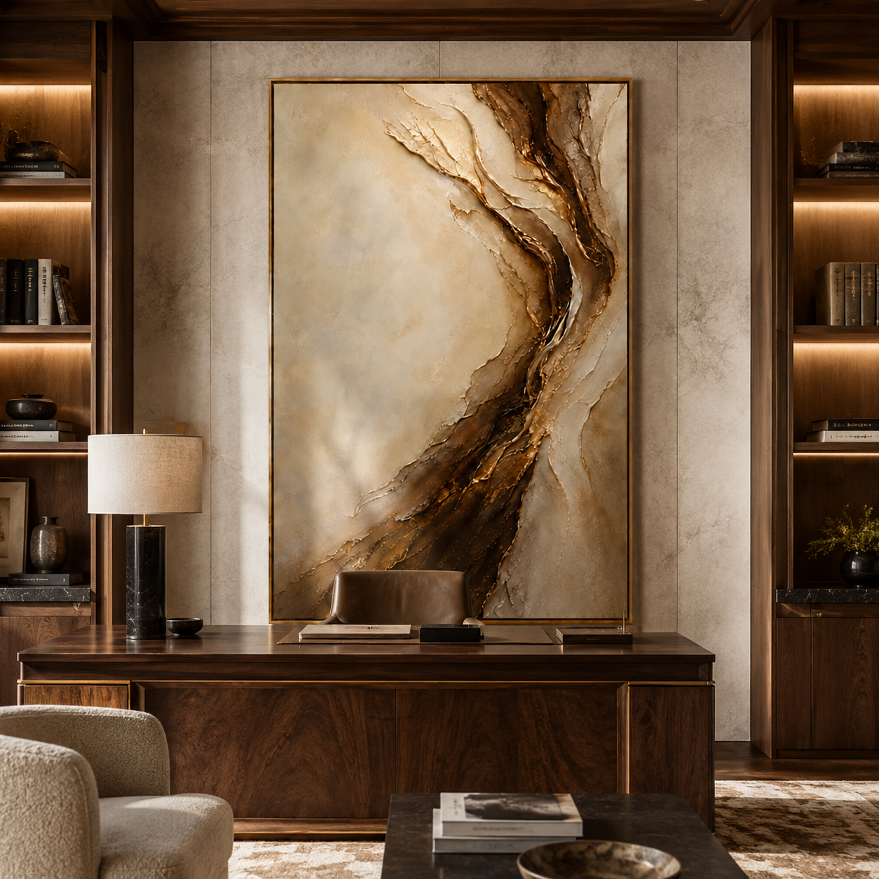 Golden Flow-Abstract Texture Oil Painting