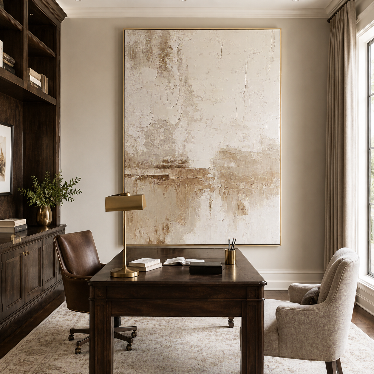 Quiet Strata-Cream Beige Abstract Painting